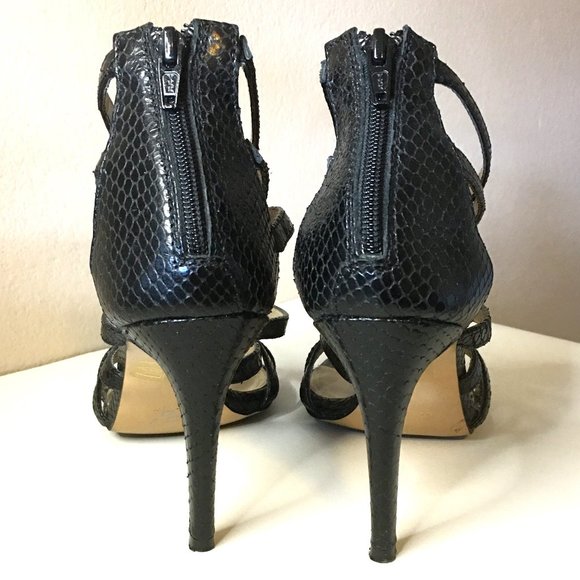 BCBG MAXAZRIA Black Strappy Ankle Cage Zip Back Heels ๐ฆ๐ฆ - Picture 6 of 14